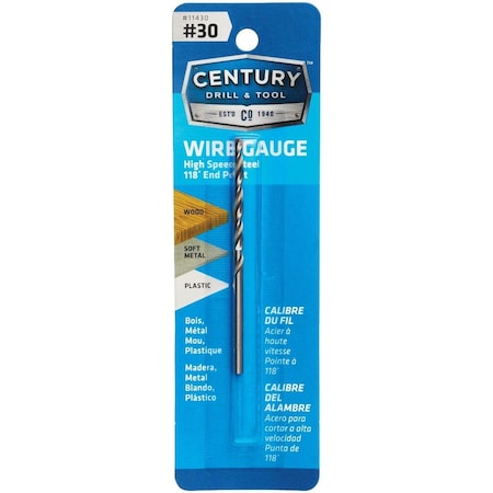 Century Drill & Tool Century Drill & Tool Number 30 HSS Brite Drill Bit 11430